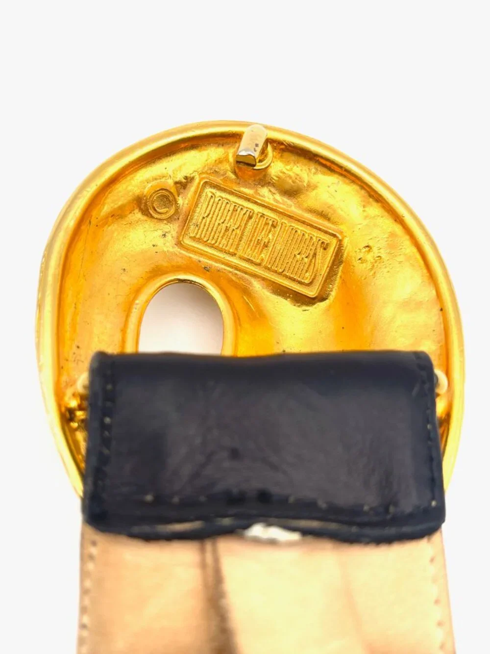 Vintage Robert Lee Morris Leather Belt with Iconic Gold Buckle